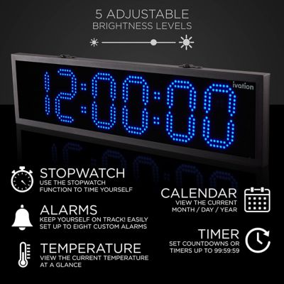 Image showing  LED Clock 36 in. Outdoor with Timer, Blue