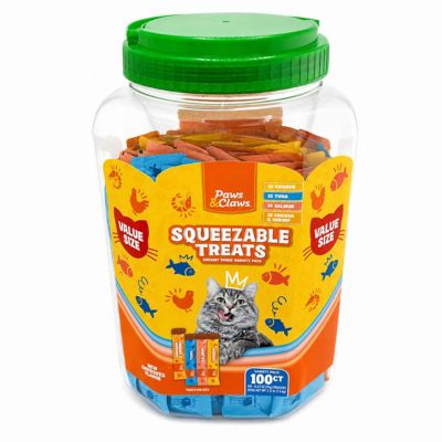 Paws & Claws Creamy Puree Squeezable Cat Treats, 100 ct.