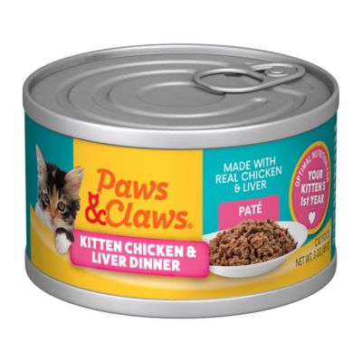 Paws & Claws Kitten Chicken Dinner Pate Wet Cat Food, 3 oz.
