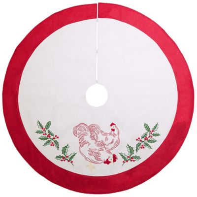 Red Shed 48 in. Embroidered Chicken Christmas Tree Skirt