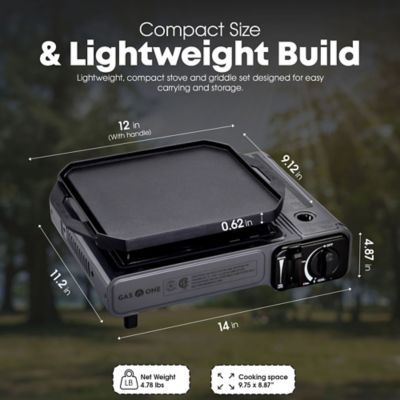 Image showing  Portable Butane Camp Stove with Griddle and Fuel