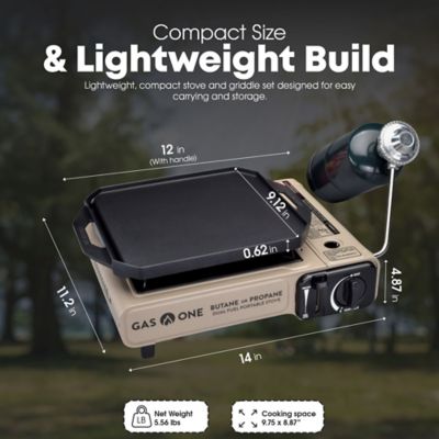 Image showing  Portable Dual Fuel Camp Stove with Griddle and Fuel