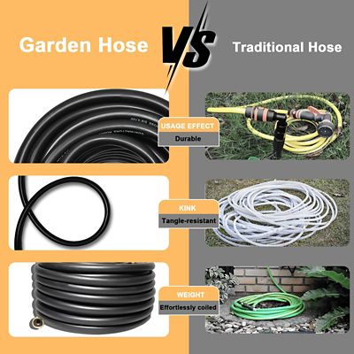 Image showing 3 th Eisen Nbr rubber contractor water hose, 5/8 50 ft., Black