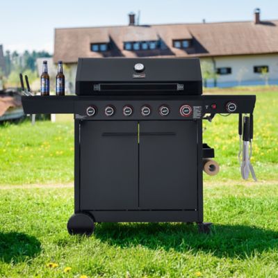 Image showing  6-Burner Gas Grill, with Side Burner, Side Burner Shelf with Hooks