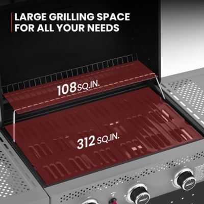Image showing 8 th Royal Gourmet 3-Burner Gas Grill with Pegboard, 420 sq. in. Cooking Area, 19,500 BTU, Piezo Ignition