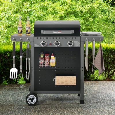 Image showing 9 th Royal Gourmet 3-Burner Gas Grill with Pegboard, 420 sq. in. Cooking Area, 19,500 BTU, Piezo Ignition