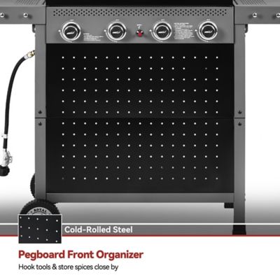 Image showing 6 th Royal Gourmet 4-Burner Gas Grill with Pegboard, 500 sq. in. Cooking Area, 26,000 BTU, Piezo Ignition