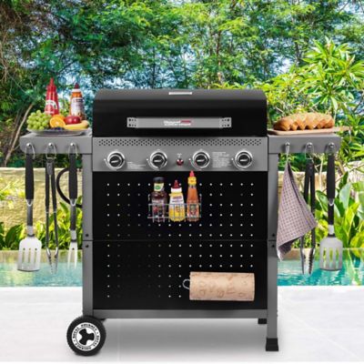 Image showing 9 th Royal Gourmet 4-Burner Gas Grill with Pegboard, 500 sq. in. Cooking Area, 26,000 BTU, Piezo Ignition