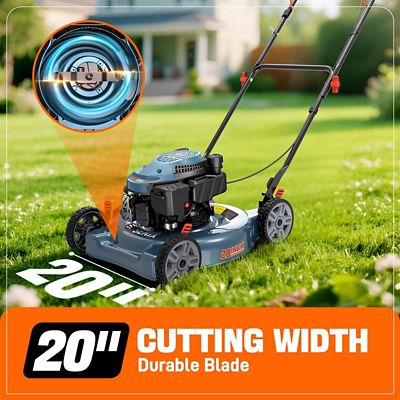 Image showing 5 th Senix 20 in. 144cc 4-Cycle Gas Push Lawn Mower with Side Discharge and 5-Position Height Adjustment