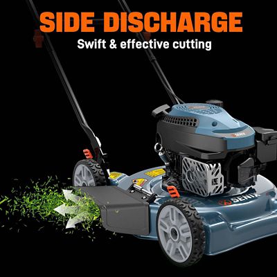 Image showing 7 th Senix 20 in. 144cc 4-Cycle Gas Push Lawn Mower with Side Discharge and 5-Position Height Adjustment