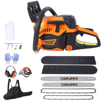 Osakapro 62CC Gas Powered Chainsaw, 2-Cycle, with 18 in. and 20 in. Guide Bar and Chain