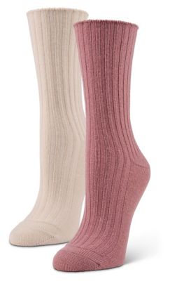 Blue Mountain Women's Ribbed Crew Socks, 2-Pair