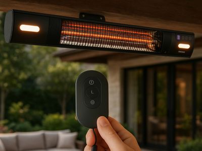 Image showing  5100 BTU 1500W Infrared Electric Outdoor Wall Mounted Heater with Remote