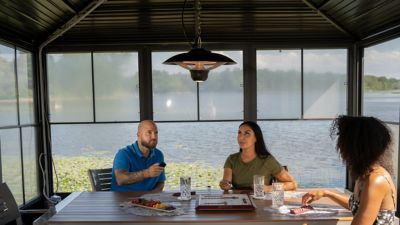 Image showing  1500W Infrared Electric Hanging Outdoor Heater with LED & Remote - Black