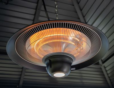 Image showing  1500W Infrared Electric Hanging Outdoor Heater with LED & Remote - Black
