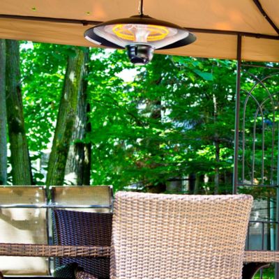 Image showing  1500W Infrared Electric Hanging Outdoor Heater with LED & Remote - Black