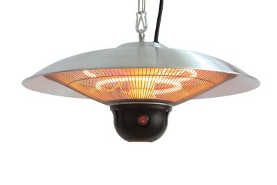 EnerG 1500W Infrared Electric Hanging Outdoor Heater with LED & Remote - Silver