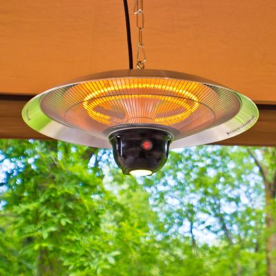 Image showing  1500W Infrared Electric Hanging Outdoor Heater with LED & Remote - Silver