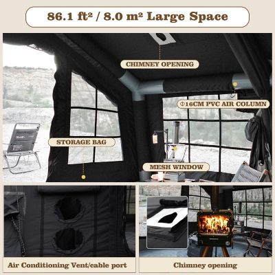 Image showing  8.0 Inflatable Tent for Camping, Black