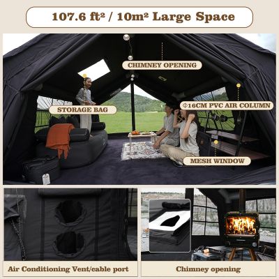Image showing  10.0 Inflatable Tent for Camping, Black