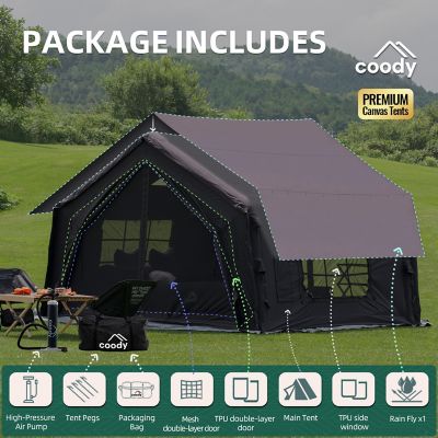 Image showing  10.0 Inflatable Tent for Camping, Black