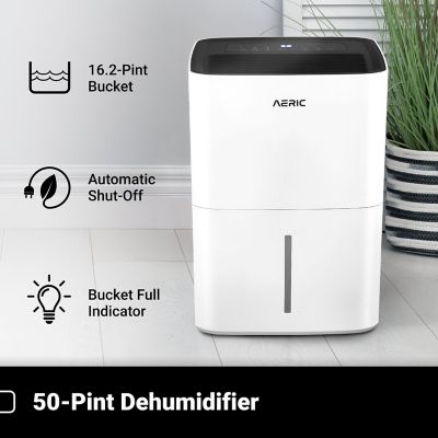 Image showing  50-Pint Portable Dehumidifier with Pump & Drain for Rooms up to 4,500 sq. ft. in White