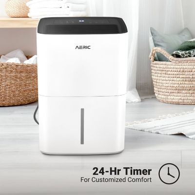 Image showing  50-Pint Portable Dehumidifier with Pump & Drain for Rooms up to 4,500 sq. ft. in White