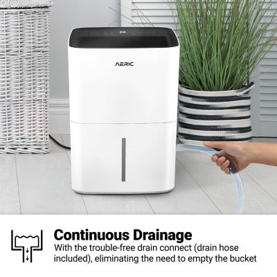Image showing 5 th Aeric 50-Pint Portable Dehumidifier with Pump & Drain for Rooms up to 4,500 sq. ft. in White