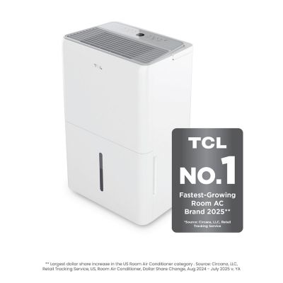 TCL 50-Pint 4,500 sq. ft. Portable Smart Dehumidifier with Remote, Pump, App & Smart Home Integration in White