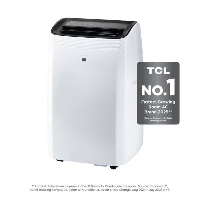 TCL 10,000 BTU (DOE) Smart Portable Air Conditioner Cools 450 sq. ft. with Dehumidifier, Remote & Wi-Fi in White