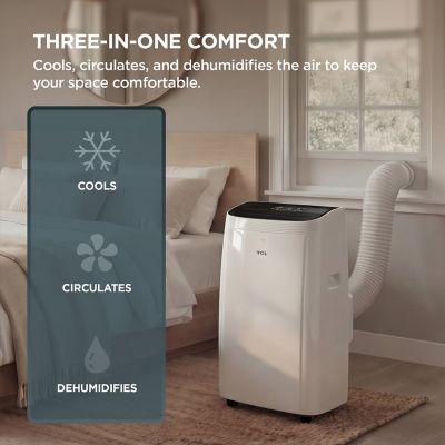 Image showing 6 th TCL 10,000 BTU (DOE) Smart Portable Air Conditioner Cools 450 sq. ft. with Dehumidifier, Remote & Wi-Fi in White
