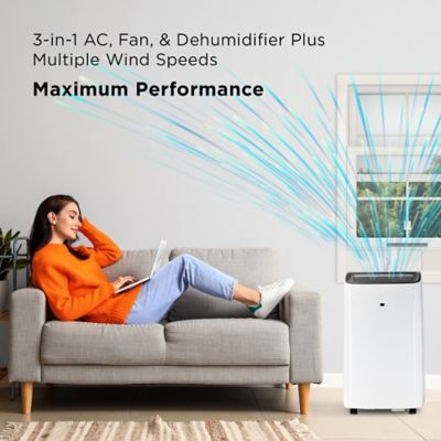Image showing  8,000 BTU (DOE) Smart Portable Air Conditioner Cools 350 sq. ft. with Dehumidifier, Remote & Wi-Fi in White