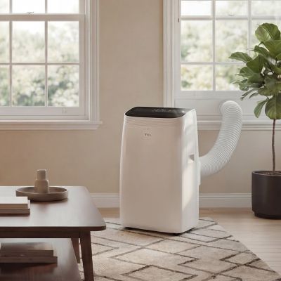 Image showing 9 th TCL 8,000 BTU (DOE) Smart Portable Air Conditioner Cools 350 sq. ft. with Dehumidifier, Remote & Wi-Fi in White