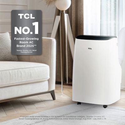 Image showing 11 th TCL 8,000 BTU (DOE) Smart Portable Air Conditioner Cools 350 sq. ft. with Dehumidifier, Remote & Wi-Fi in White