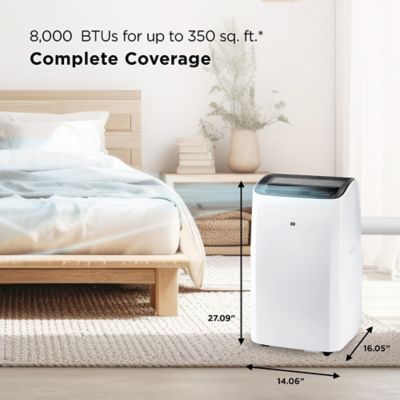 Image showing  8,000 BTU (DOE) Smart Portable Air Conditioner Cools 350 sq. ft. with Dehumidifier, Remote & Wi-Fi in White