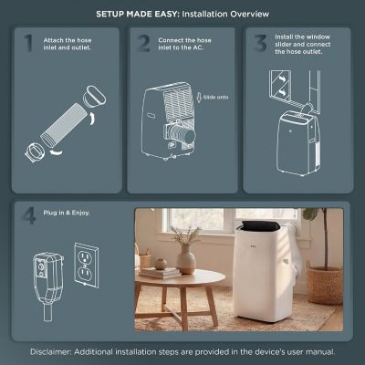 Image showing 38 th TCL 8,000 BTU (DOE) Smart Portable Air Conditioner Cools 350 sq. ft. with Dehumidifier, Remote & Wi-Fi in White