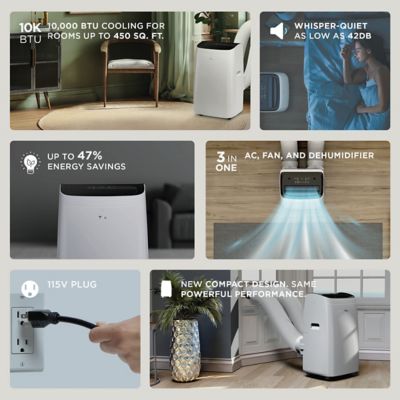 Image showing 6 th TCL Q-Series 10,000 BTU (DOE) Inverter Portable Air Conditioner Cools 450 sq. ft. with Remote & Wi-Fi in White