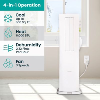 Image showing  8,000 BTU (DOE) 115V Portable Air Conditioner Cools 350 sq. ft. with Heater, Dehumidifier, Remote & Wi-Fi
