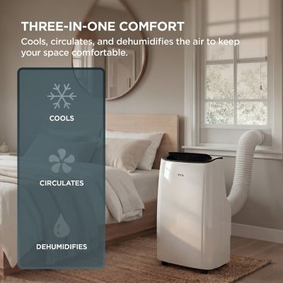 Image showing 6 th TCL 7,000 BTU (DOE) Smart Portable Air Conditioner Cools 300 sq. ft. with Dehumidifier, Remote & Wi-Fi in White