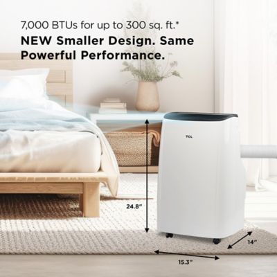 Image showing  7,000 BTU (DOE) Smart Portable Air Conditioner Cools 300 sq. ft. with Dehumidifier, Remote & Wi-Fi in White