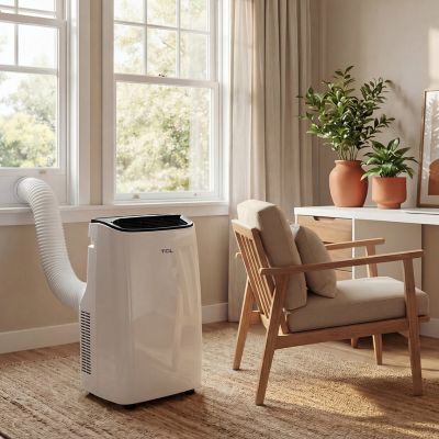 Image showing 22 th TCL 7,000 BTU (DOE) Smart Portable Air Conditioner Cools 300 sq. ft. with Dehumidifier, Remote & Wi-Fi in White