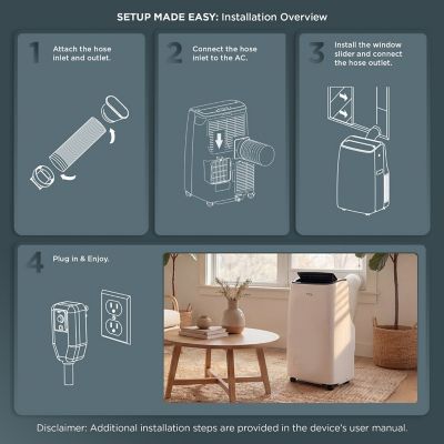 Image showing 28 th TCL 7,000 BTU (DOE) Smart Portable Air Conditioner Cools 300 sq. ft. with Dehumidifier, Remote & Wi-Fi in White
