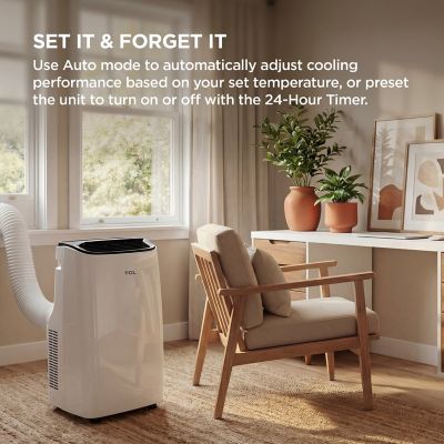Image showing 29 th TCL 7,000 BTU (DOE) Smart Portable Air Conditioner Cools 300 sq. ft. with Dehumidifier, Remote & Wi-Fi in White