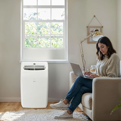 Image showing 6 th LG 8,350 BTU (DOE) 115V Portable Air Conditioner Cools 350 sq. ft. with Dehumidifier, Remote and Wi-Fi Enabled