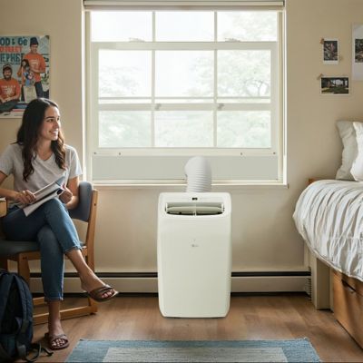 Image showing 7 th LG 10,200 BTU (DOE) 115V Portable Air Conditioner Cools 450 sq. ft. with Heater, Dehumidifier, Remote & Wi-Fi Enabled