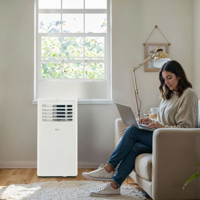 Image showing 8 th LG 6,000 BTU (DOE) 115V Portable Air Conditioner Cools 250 sq. ft. with Dehumidifier and Remote