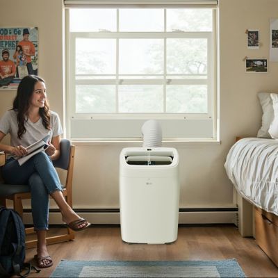 Image showing 7 th LG 7,300 BTU (DOE) 115V Portable Air Conditioner Cools 300 sq. ft. with Dehumidifier, Remote and Wi-Fi Enabled