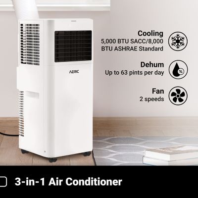 Image showing  5,000 BTU (DOE) 115 V Portable Air Conditioner Cools 400 sq. ft. with Wi-Fi, Dehum & Remote, Matte White
