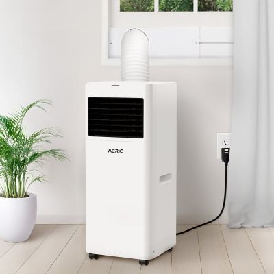 Image showing 9 th Aeric 5,000 BTU (DOE) 115 V Portable Air Conditioner Cools 400 sq. ft. with Wi-Fi, Dehum & Remote, Matte White