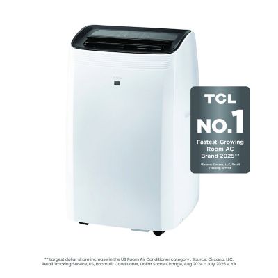 TCL 10,000 BTU (DOE) Smart Portable Air Conditioner Cools 450 sq. ft. with Heater, Dehumidifier, Remote & WiFi in White